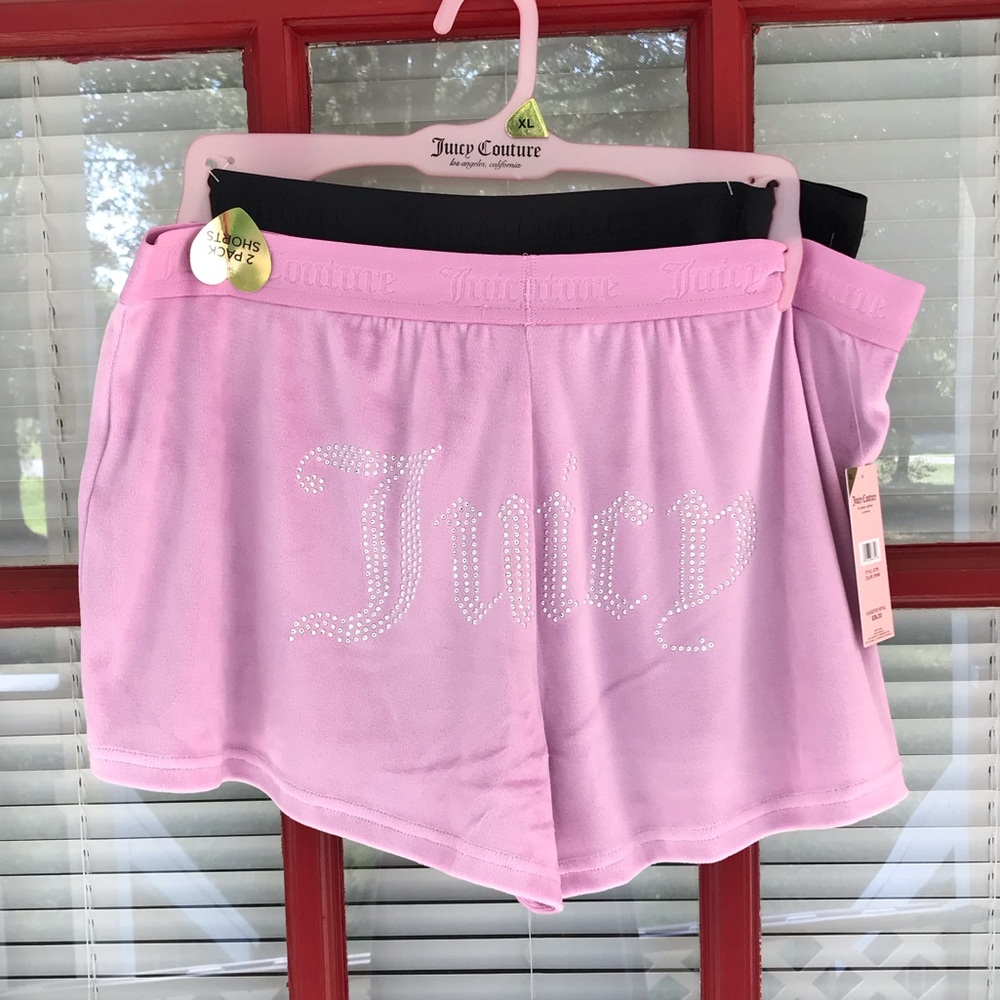 Juicy Couture Sleepware Black Pink Velour Sleep Shorts Two Pack Size XL NWT